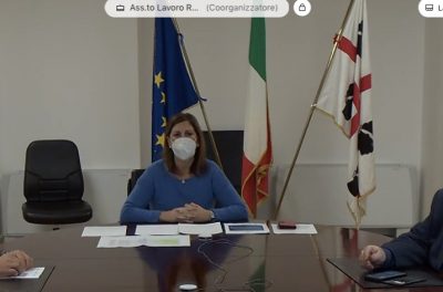 L'assessore Alessandra Zedda in videoconferenza