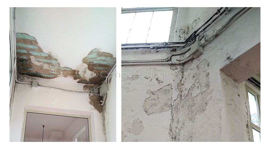 Nuoro. Intonaci fatiscenti, ferro a vista e infiltrazioni vicino ai cavi elettrici: lo Zonchello cade a pezzi