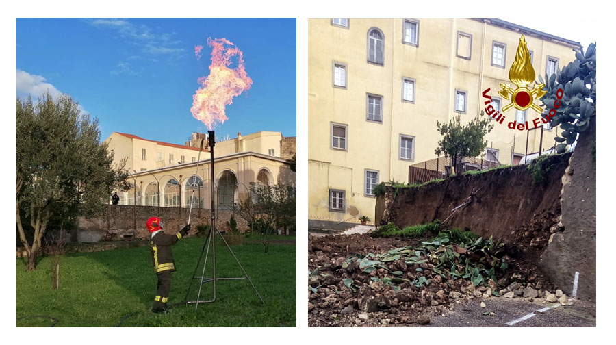 Paura all’arcivescovado di Sassari: crolla un grosso muro in prossimità di un serbatoio di gpl