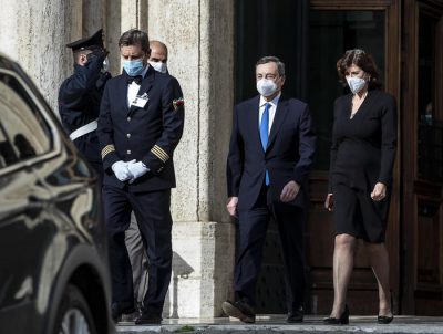 Il prof. Mario Draghi dopo il colloquio al Quirinale