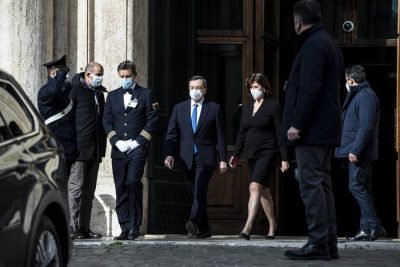 Il prof. Mario Draghi dopo il colloquio al Quirinale