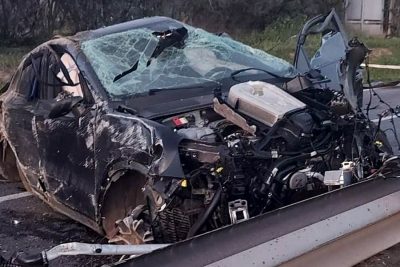 La Porsche dopo l'incidente