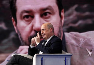 Zingaretti e, sullo sfondo, Salvini