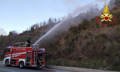 I Vigili del fuoco sul luogo dell'incendio