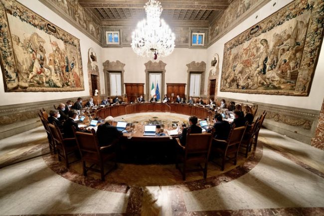 Il Consiglio dei Ministri riunito ieri a Palazzo Chigi