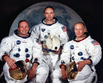 Gli astronauti Neil A. Armstrong, Michael Collins e Edwin E. Aldrin