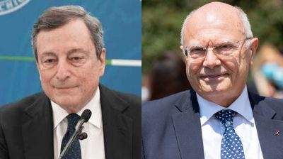 Il presidente del Consiglio Mario Draghi e l'infettivologo Massimo Galli