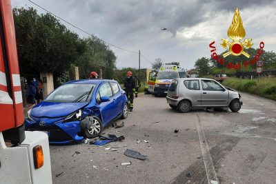 Le due auto dopo l'incidente