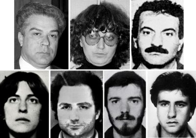 Le foto dei 7 ex brigatisti arrestati in Francia. PRIMA FILA: Giorgio Pietrostefani, Marina Petrella ed Enzo Calvitti; SECONDA FILA: Roberta Cappelli, Sergio Tornaghi, Narciso Manenti,Giovanni Alimonti PRIMA FILA: Giorgio Pietrostefani, Marina Petrella ed Enzo Calvitti; SECONDA FILA: Roberta Cappelli, Sergio Tornaghi, Narciso Manenti,Giovanni Alimonti