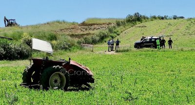 Il trattore dopo la tragedia di Guasila