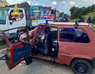 La Fiat Panda dopo l'incidente