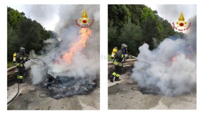 Le immagini del fuoristrada a fuoco sulla 131 DCN