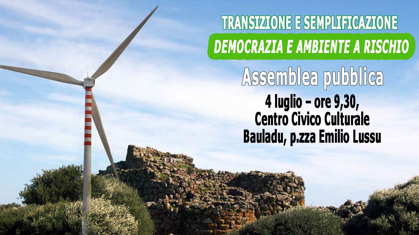 Eolico. Ambiente a rischio: domenica 4 luglio se ne discute a Bauladu