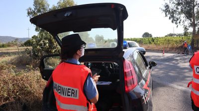 un posto di blocco dei Carabinieri di Jerzu