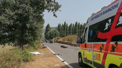La scena dell'incidente mortale avvenuto ad Atzara