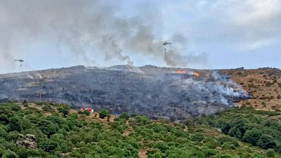 L'incendio nelle campagne di Villagrande Strisaili