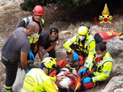 L'intervento di soccorso dei Vigili del fuoco