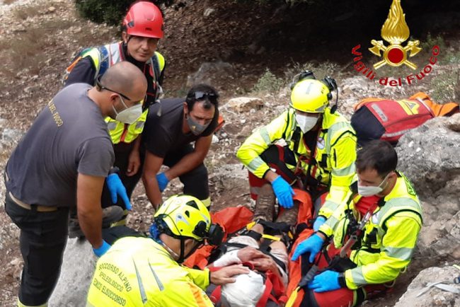 L'intervento di soccorso dei Vigili del fuoco