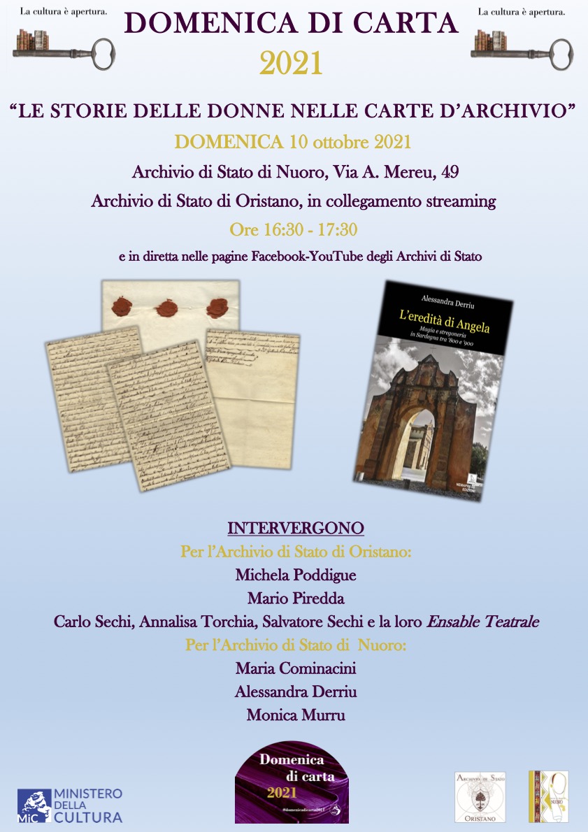 Domenica 10 ottobre, all’Archivio di Stato di Nuoro, due storie di donne sarde di fine Ottocento