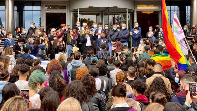 Un momento della manifestazione di Cagliari per il DDL Zan (foto F.Sarti)