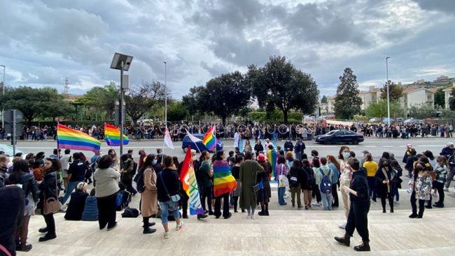 Un momento della manifestazione di Cagliari per il DDL Zan (foto F.Sarti)