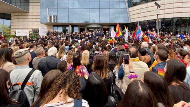 Un momento della manifestazione di Cagliari per il DDL Zan (foto F.Sarti)