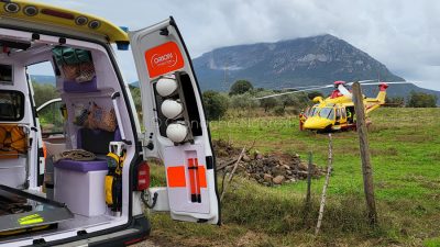 L'intervento dell'elisoccorso sul luogo dell'incidente