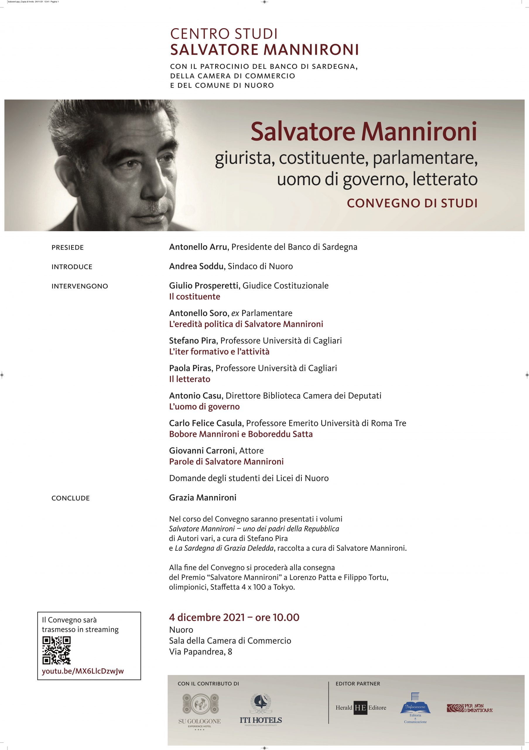 Sabato 4 dicembre convegno su Salvatore Mannironi