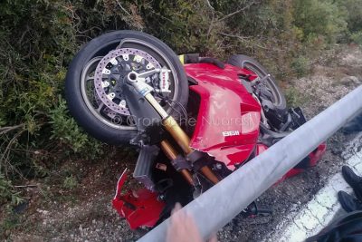 La moto dopo l'incidente