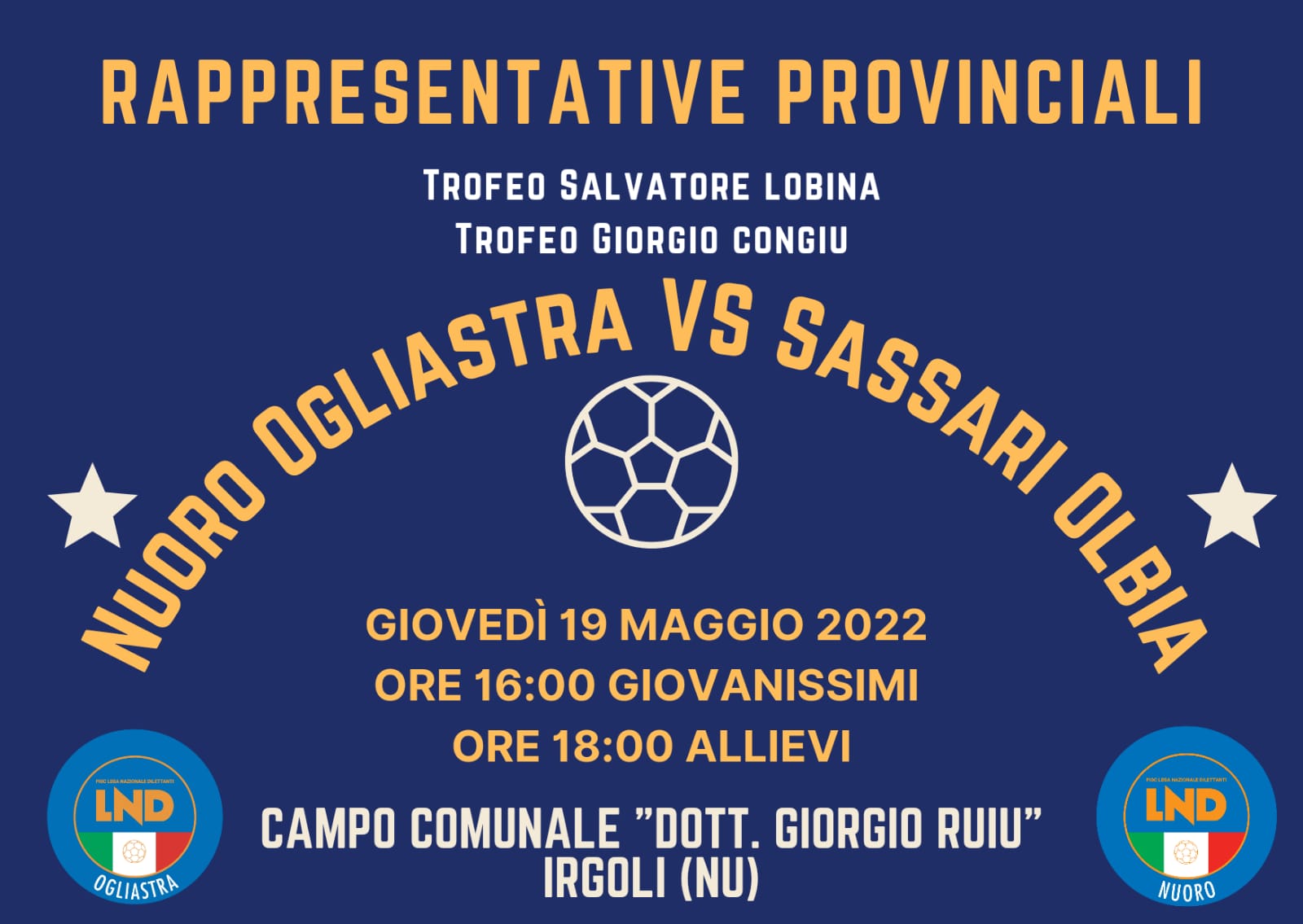 Nuoro/Ogliastra VS Sassari/Olbia: al via le Rappresentative F.I.G.C.