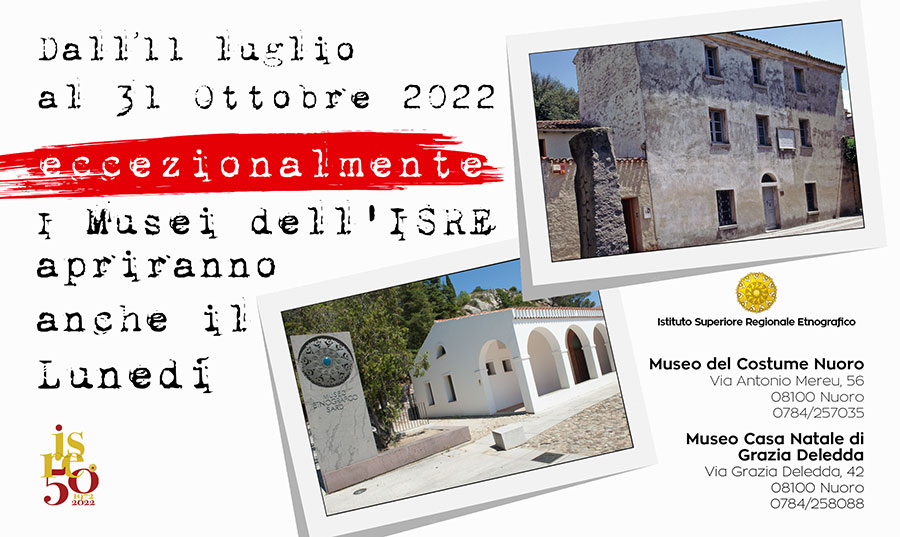 Nuoro. Da luglio a ottobre l’ISRE terrà aperti i suoi musei anche il lunedì