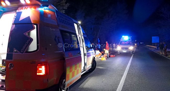 La scena dell'incidente di questa notte a Orosei