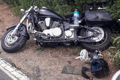 La moto dopo l'incidente