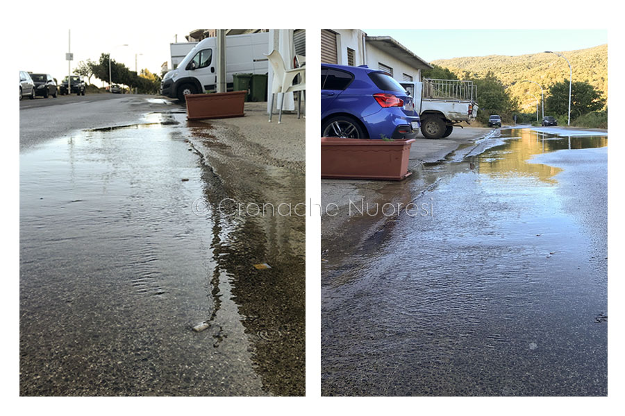 Un’abbondante perdita d’acqua potabile scorre indisturbata da mesi all’ingresso di Orgosolo