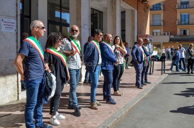 I sindaci alla manifestazione per i trasporti (foto F.Nieddu)