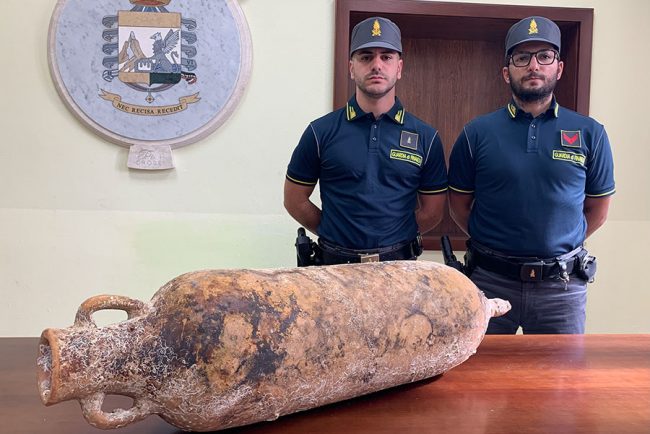 L'anfora romana rinvenuta in Baronia
