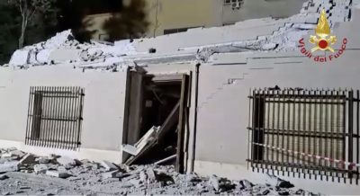 L'edificio dell'Università di Cagliari crollato ieri
