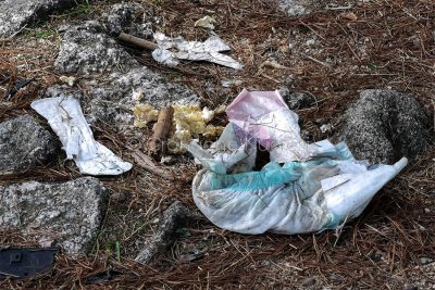 Rifiuti nella pineta di Tanca Manna