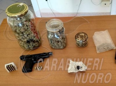 La droga e le armi sequestrate a Baunei