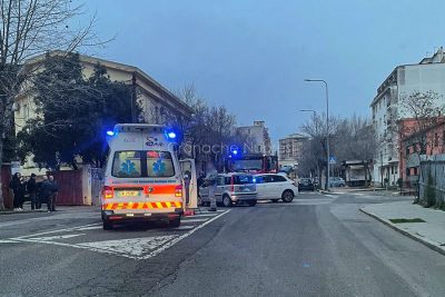 La scena dell'incidente in viale del Lavoro
