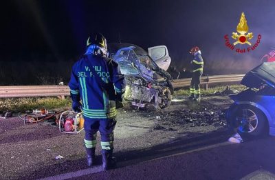 L'auto di Lucia Virdis dopo l'incidente