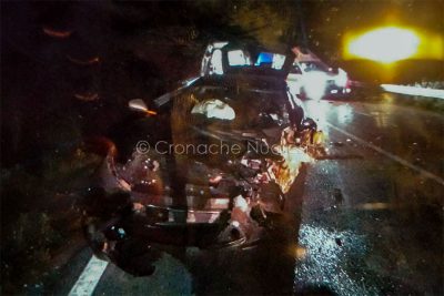 L'Alfa Romeo MiTo dopo l'incidente sulla SP25