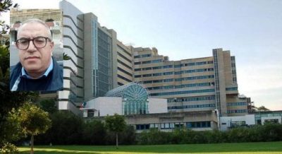 L'ospedale Brotzu e, nel riquadro, Gianfranco Angioni