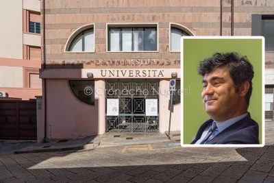 L'ingresso allUniversita' di Nuoro e nel riquadro Andrea Soddu (foto S.Novellu)
