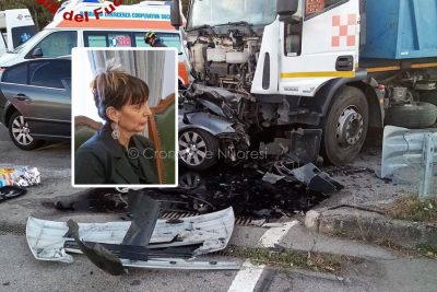 La scena dell'incidente e un ritratto di Patrizia Incollu