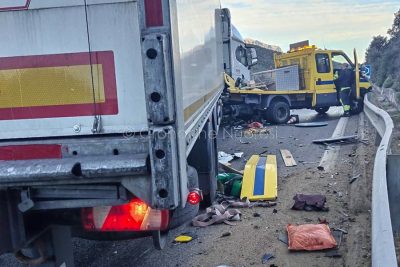 Il mezzo ANAS dopo l'incidente