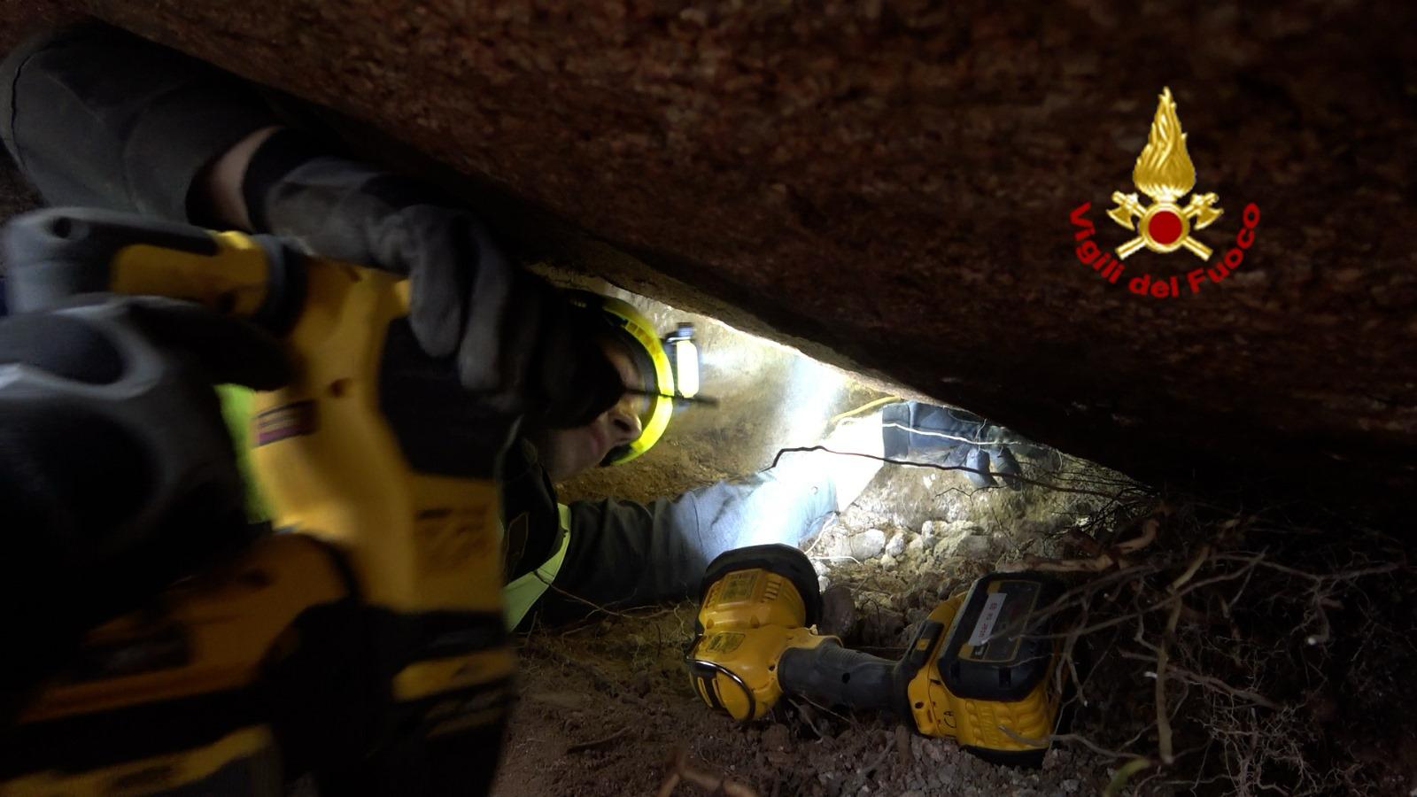 Cane incastrato in una cavità rocciosa salvato dai Vigili del Fuoco – VIDEO