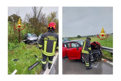 La scena dell'incidente sulla Statale 129