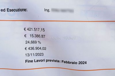 Cartello indicante il termine di consegna lavori