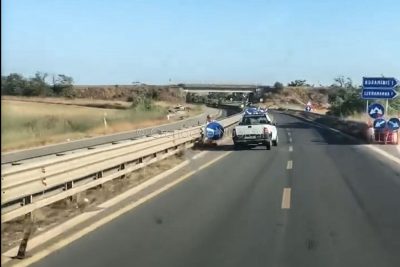 Il pickup mentre sbanda sulla 131